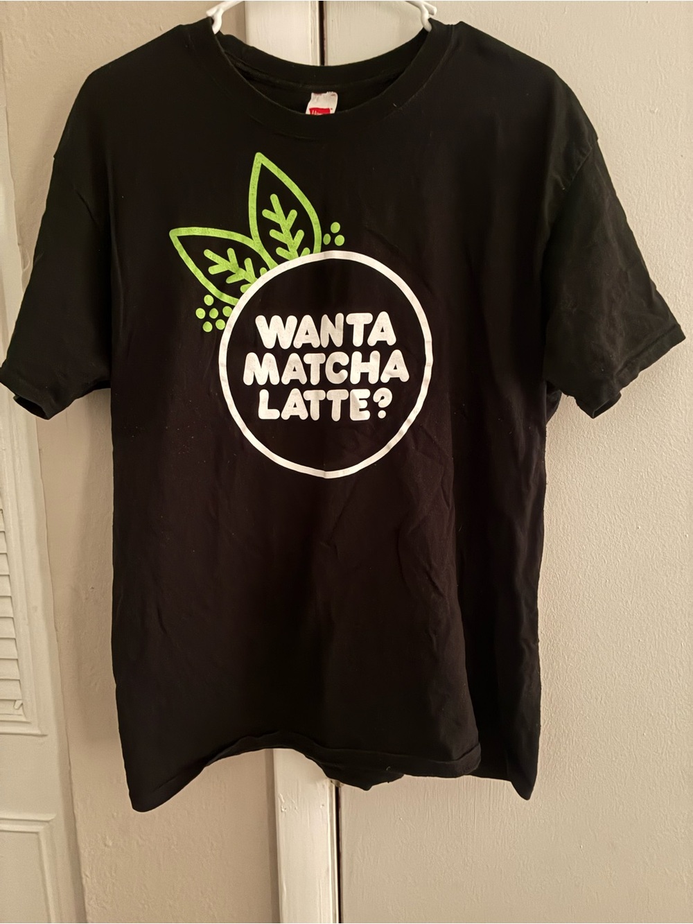 Black 'WANT A MATCHA LATTE?' Graphic Tee